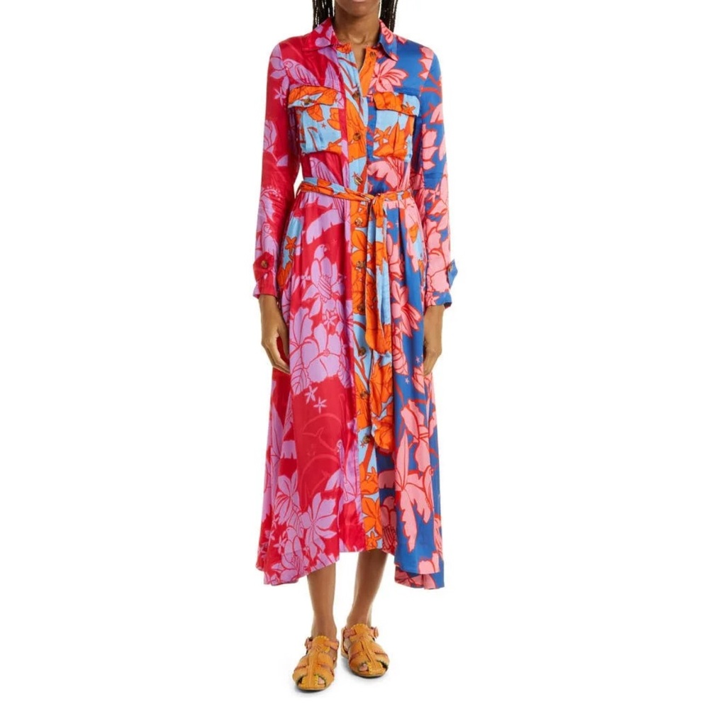 Farm Rio Floral Shirt Dress/Trench
